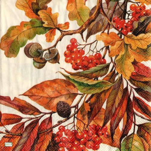 2 serviettes papier - feuillages -9