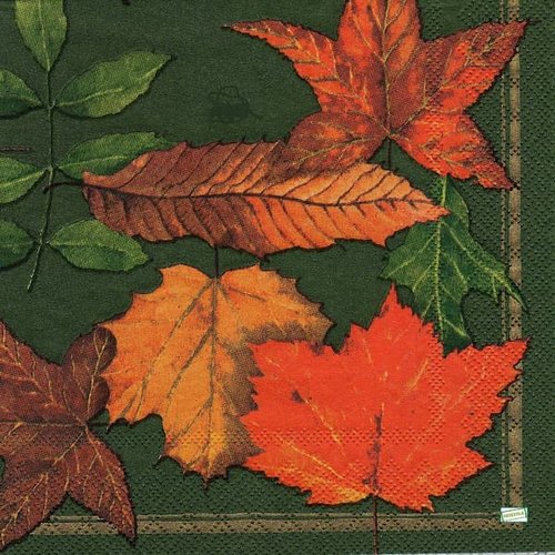 2 serviettes papier - feuillages -24