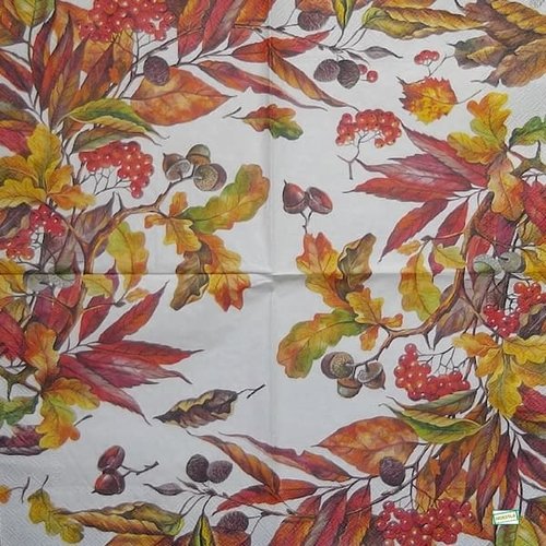 2 serviettes papier - feuillages -31