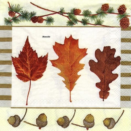2 serviettes papier - feuillages -40