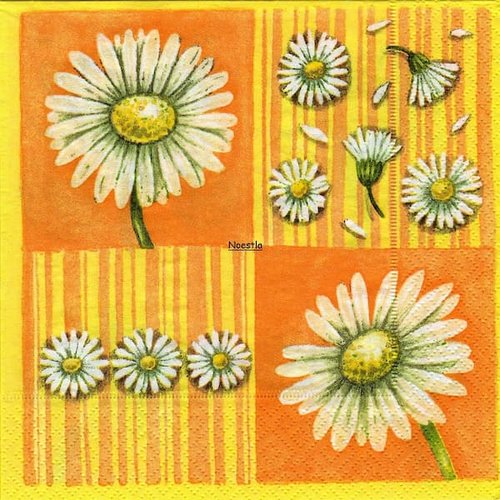 2 serviettes papier - tournesols marguerites-18