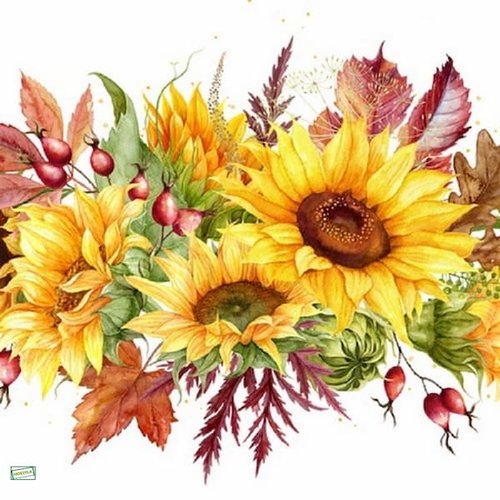 2 serviettes papier - tournesols marguerites-27