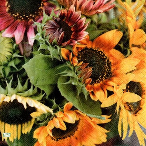 2 serviettes papier - tournesols marguerites-35