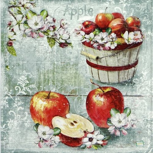 2 serviettes papier - pommes poires -12