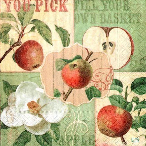 2 serviettes papier - pommes poires -17