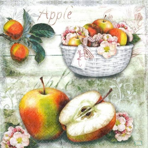 2 serviettes papier - pommes poires -19