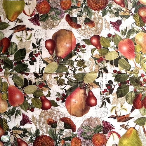 2 serviettes papier - pommes poires -20