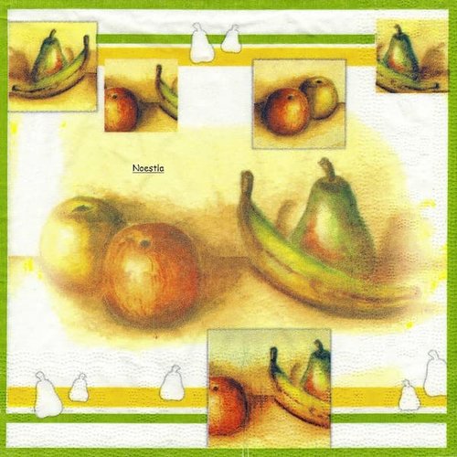 2 serviettes papier - pommes poires -22