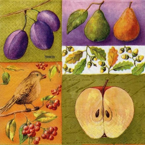 2 serviettes papier - pommes poires -23