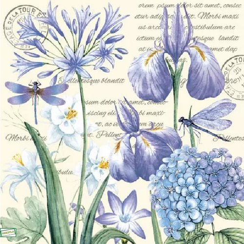 2 serviettes papier  mix de fleurs -1
