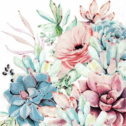2 serviettes papier  mix de fleurs -2