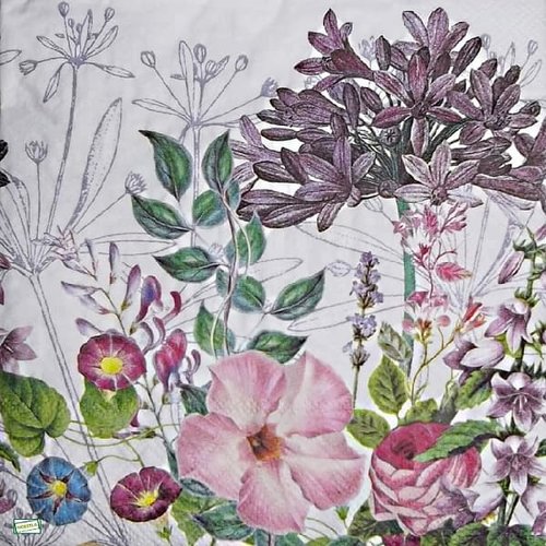 2 serviettes papier  mix de fleurs -3