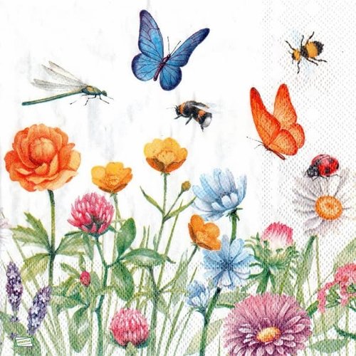 2 serviettes papier  mix de fleurs -7