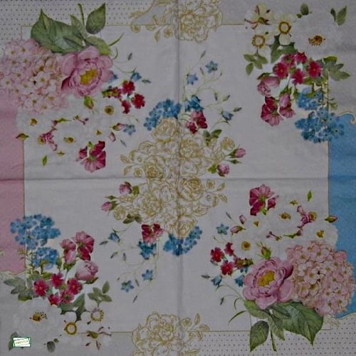 2 serviettes papier  mix de fleurs -9