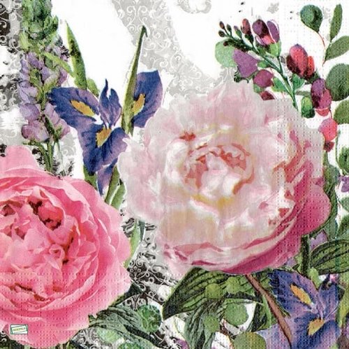 2 serviettes papier  mix de fleurs -15