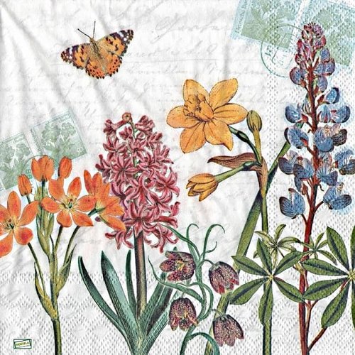 2 serviettes papier  mix de fleurs -17