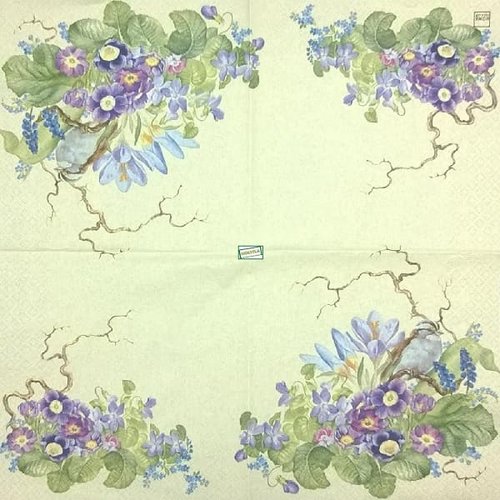 2 serviettes papier  mix de fleurs -19