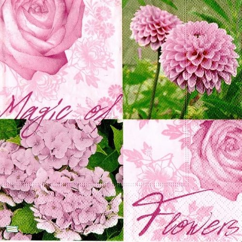 2 serviettes papier  mix de fleurs -21