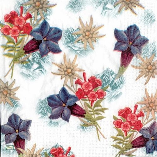 2 serviettes papier  mix de fleurs -22