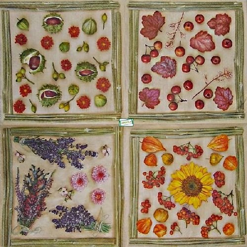 2 serviettes papier  mix de fleurs -24