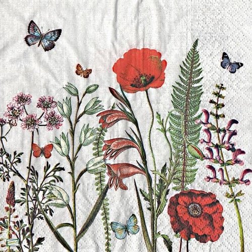 2 serviettes papier  mix de fleurs -26