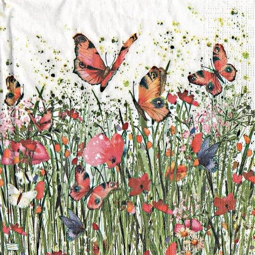 2 serviettes papier  mix de fleurs -27