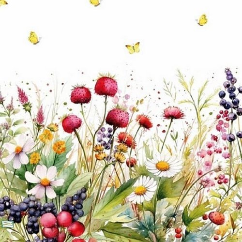 2 serviettes papier  mix de fleurs -28