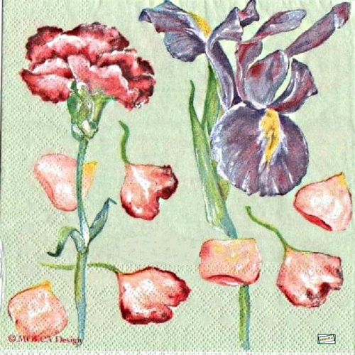 2 serviettes papier  mix de fleurs -30