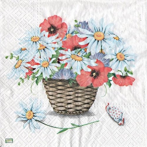 2 serviettes papier  mix de fleurs -32