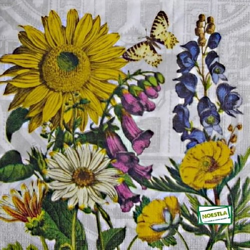 2 serviettes papier  mix de fleurs -35