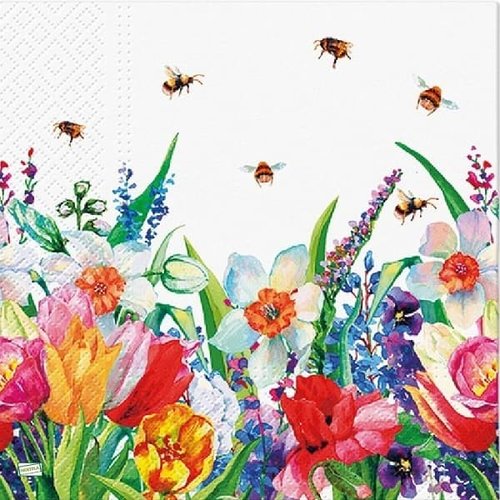 2 serviettes papier  mix de fleurs -36
