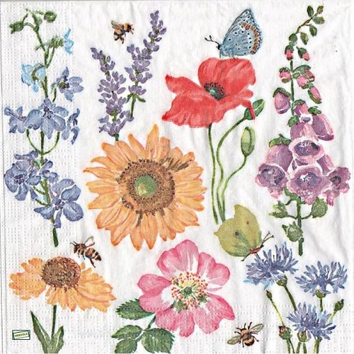 2 serviettes papier  mix de fleurs -37