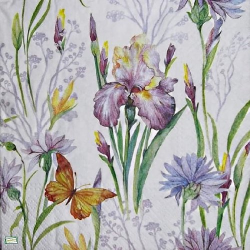 2 serviettes papier  mix de fleurs -39