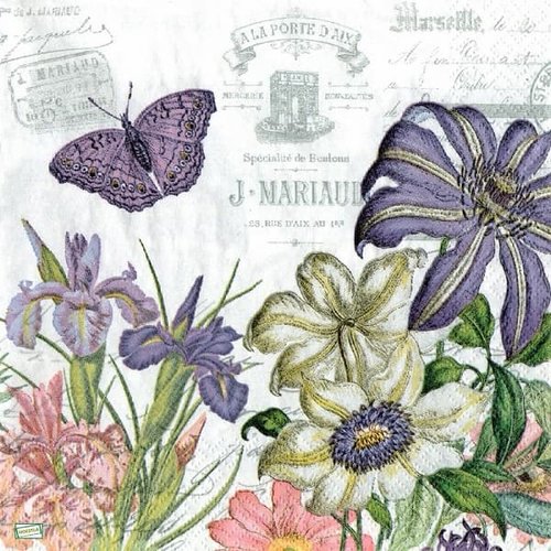 2 serviettes papier  mix de fleurs -42