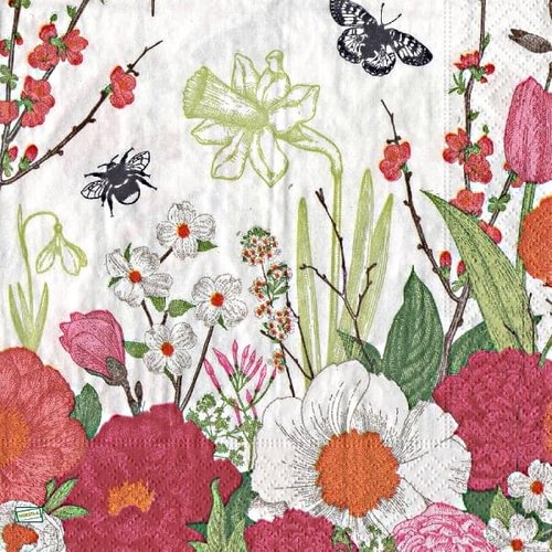 2 serviettes papier  mix de fleurs -43
