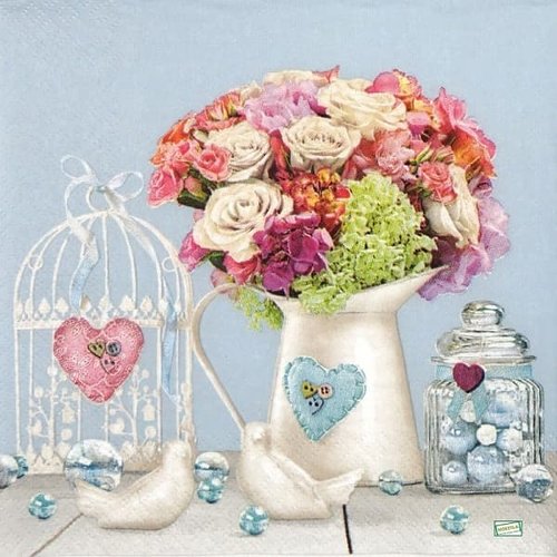 2 serviettes papier  mix de fleurs -44