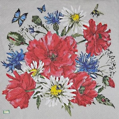 2 serviettes papier  mix de fleurs -54