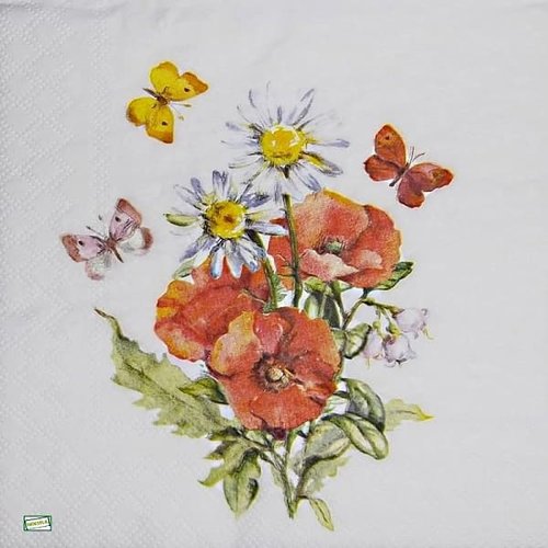 2 serviettes papier  mix de fleurs -59