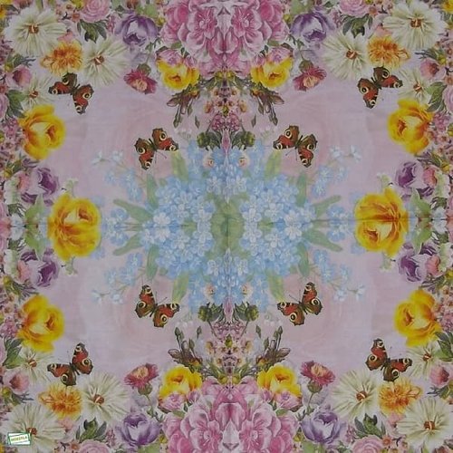 2 serviettes papier  mix de fleurs -61