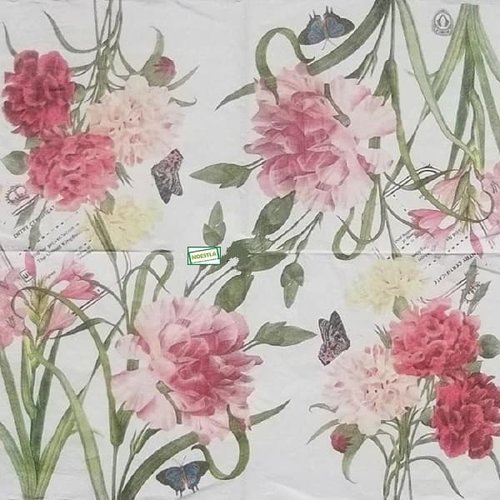 2 serviettes papier  mix de fleurs -62