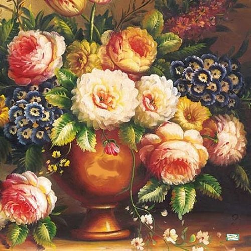 2 serviettes papier  mix de fleurs -63