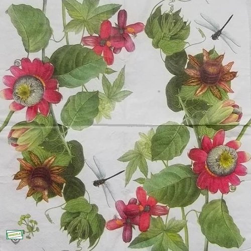 2 serviettes papier  mix de fleurs -75