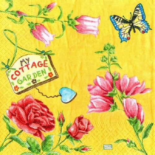 2 serviettes papier  mix de fleurs -86