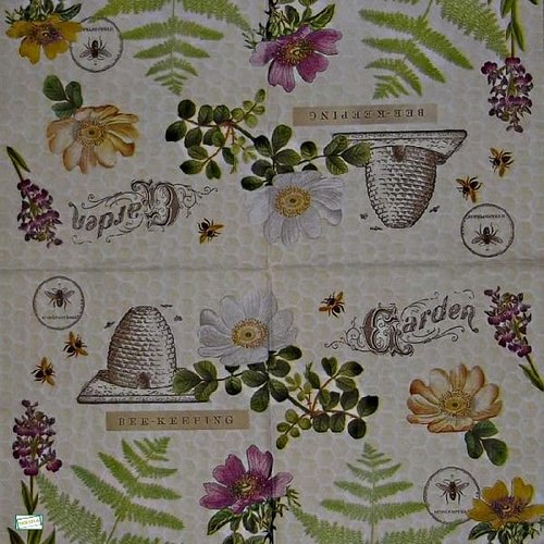 2 serviettes papier  mix de fleurs -95