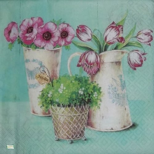 2 serviettes papier  mix de fleurs -99