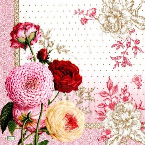 2 serviettes papier  mix de fleurs -103