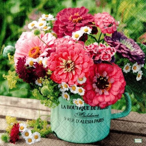 2 serviettes papier  mix de fleurs -105