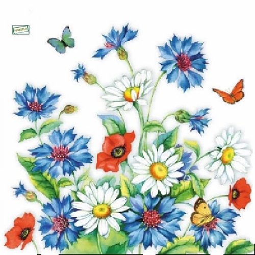 2 serviettes papier  mix de fleurs -109