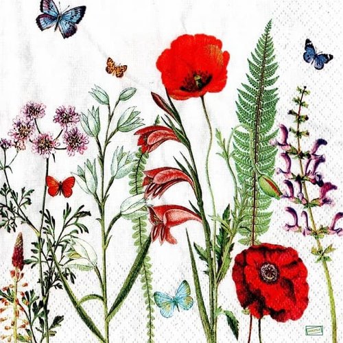 2 serviettes papier  mix de fleurs -110