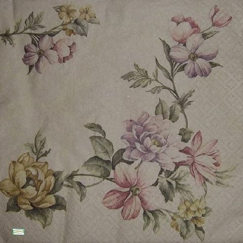 2 serviettes papier  mix de fleurs -111